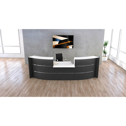 Artikelbild 6 für Kerkmann Empfangstheke BARI gebogen, anthrazit, weiß 357,5 x 122,5 x 112,0 cm, Artikelnummer 690457