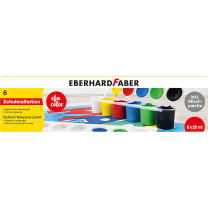 Artikelbild für EBERHARD FABER EFA Color Schulmalfarben farbsortiert 6 x 25,0 ml, Artikelnummer 254377