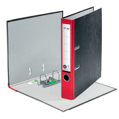 Artikelbild 2 für VON LEITZ Ordner rot mamoriert Karton 5,0 cm DIN A4, 1 St., Artikelnummer 635637