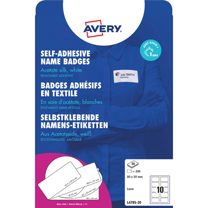 Artikelbild 2 für AVERY Zweckform Namensetiketten L4785-20 weiß 80,0 x 50,0 mm, 20 Blatt, Artikelnummer 585380