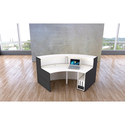 Artikelbild 5 für Kerkmann Empfangstheke BARI gebogen, weiß, anthrazit 257,5 x 122,5 x 112,0 cm, Artikelnummer 690356