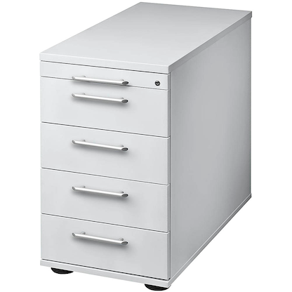 Artikelbild für HAMMERBACHER Orbis Standcontainer lichtgrau 5 Auszüge Kunststoff-Relinggriff silber 42,8 x 80,0 x 72,0 - 76,0 cm, Artikelnummer 373860