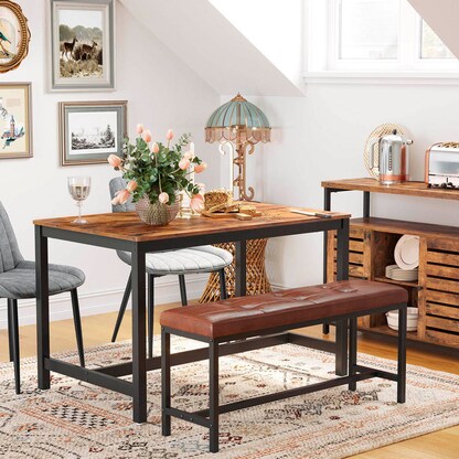 Artikelbild 2 für VASAGLE Esstisch braun rechteckig, 4-Fuß-Gestell schwarz, 120,0 x 75,0 x 75,0 cm, Artikelnummer 291821