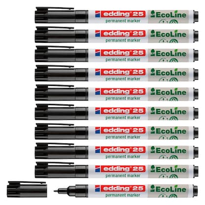 Artikelbild für edding 25 EcoLine Permanentmarker schwarz 1,0 mm, 10 St., Artikelnummer 495024
