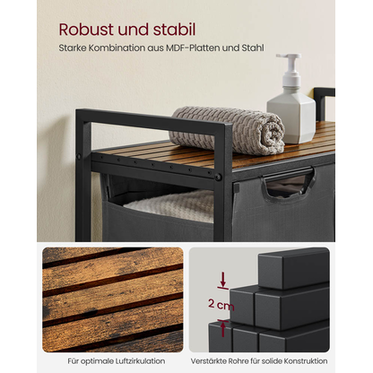 Artikelbild 5 für VASAGLE Wäschesortierer grau, braun, 1 St., Artikelnummer 438669