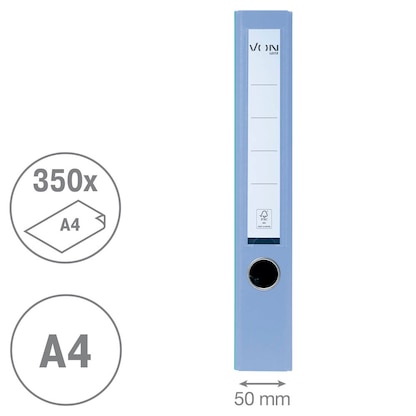 Artikelbild 4 für VON LEITZ Ordner hellblau Karton 5,0 cm DIN A4, 1 St., Artikelnummer 669976