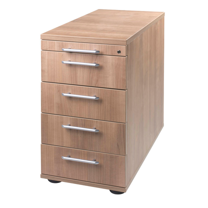 Artikelbild für HAMMERBACHER Solid Standcontainer nussbaum 5 Auszüge Kunststoff-Relinggriff silber 42,8 x 80,0 x 72,0 - 76,0 cm, Artikelnummer 984468