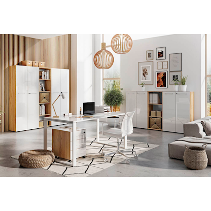 Artikelbild 4 für GERMANIA Aktenregal Monteria navarra-eiche, weiß 50,0 x 37,0 x 196,0 cm, 1 St., Artikelnummer 121477