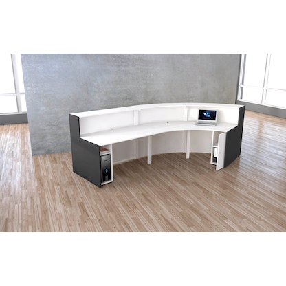 Artikelbild 5 für Kerkmann Empfangstheke BARI gebogen, weiß, anthrazit 334,0 x 182,5 x 112,0 cm, Artikelnummer 690394