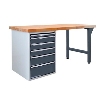 Artikelbild 2 für ADB Werkbank anthrazitgrau, lichtgrau 6 Schubladen 200,0 x 75,0 x 85,0 cm, Artikelnummer 204828