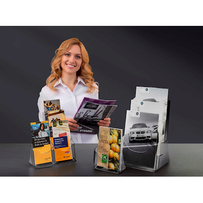 Artikelbild 4 für SIGEL Tischprospekthalter transparent 1/3 DIN A4 3 Fächern 13,0 x 15,0 x 29,0 cm, 1 St., Artikelnummer 861013