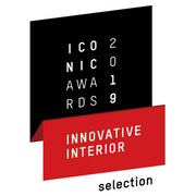 Ein schwarzes und rotes Logo der 