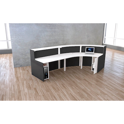 Artikelbild 6 für Kerkmann Empfangstheke BARI gebogen, anthrazit, weiß 334,0 x 182,5 x 112,0 cm, Artikelnummer 690406