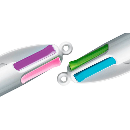 Artikelbild 4 für BIC 4-Farben-Kugelschreiber 4 Colours GRIP Fashion lila/weiß, Schreibfarbe: hellgrün, rosa, violett, türkis, 1 St., Artikelnummer 314274