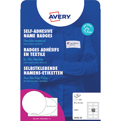 Artikelbild 2 für AVERY Zweckform Namensetiketten J4785-20 weiß 80,0 x 50,0 mm, 20 Blatt, Artikelnummer 563027