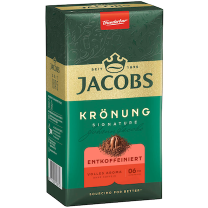 Artikelbild für JACOBS KRÖNUNG SIGNATURE ENTKOFFEINIERT Kaffee, gemahlen, Arabica- und Robustabohnen 500,0 g, Artikelnummer 393247
