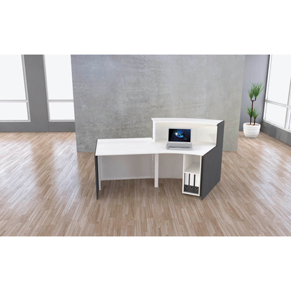 Artikelbild 5 für Kerkmann Empfangstheke BARI gebogen, weiß, anthrazit 231,0 x 122,5 x 112,0 cm, Artikelnummer 690425