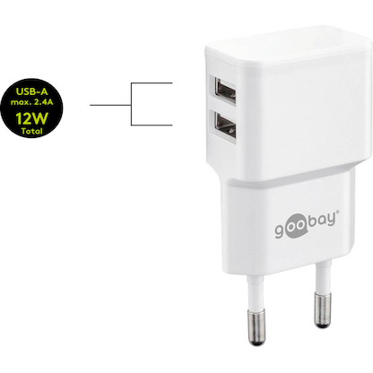 Artikelbild 4 für goobay Ladekabel mit Adapter weiß, Kabellänge: 1 m, 12 Watt, Artikelnummer 788541