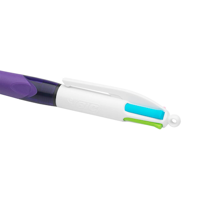 Artikelbild 3 für BIC 4-Farben-Kugelschreiber 4 Colours GRIP Fashion lila/weiß, Schreibfarbe: hellgrün, rosa, violett, türkis, 1 St., Artikelnummer 314274