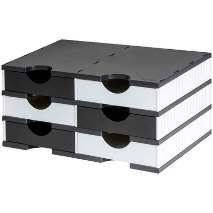 Artikelbild für AKTION: styro Sortierstation styrodoc duo Standard schwarz/weiß mit 6 Fächern, Artikelnummer 755458