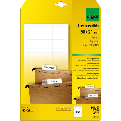 Artikelbild für SIGEL Beschriftungsschilder für Hängeregister weiß, 156 St., Artikelnummer 432997