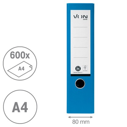 Artikelbild 3 für VON LEITZ Ordner blau mamoriert Karton 8,0 cm DIN A4, 1 St., Artikelnummer 635569