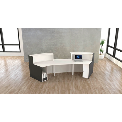 Artikelbild 4 für Kerkmann Empfangstheke BARI gebogen, weiß, anthrazit 357,5 x 122,5 x 112,0 cm, Artikelnummer 690444