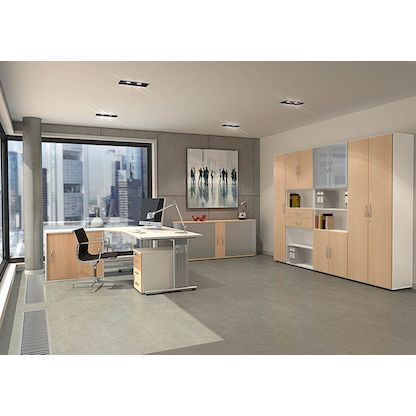 Artikelbild 5 für geramöbel Garderobenschrank Flex, S-386128-BW weiß, buche 2 Fachböden 80,0 x 42,0 x 216,0 cm, Artikelnummer 879179