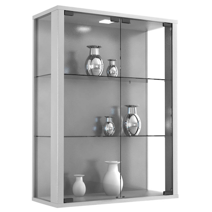 Artikelbild für VCM my home Udina Hängevitrine silber 2 Fachböden mit Beleuchtung, Artikelnummer 781125