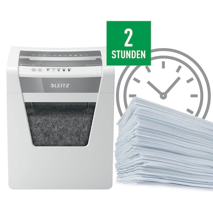 Artikelbild 11 für LEITZ IQ Office Aktenvernichter mit Partikelschnitt P-4, 4 x 40 mm, bis 15 Blatt, weiß, Artikelnummer 634555