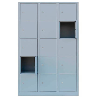 Artikelbild 3 für LÜLLMANN Schließfachschrank lichtgrau 523930, 15 Schließfächer 118,5 x 50,0 x 190,0 cm, Artikelnummer 184829