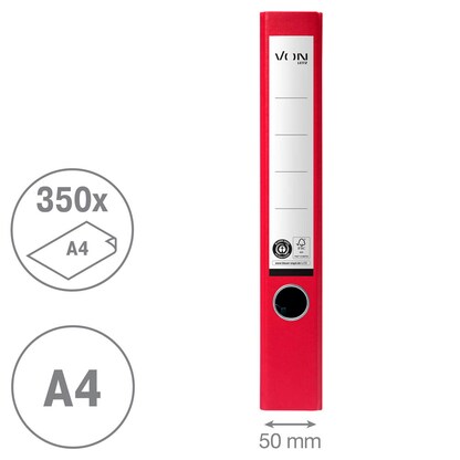 Artikelbild 3 für VON LEITZ Ordner rot mamoriert Karton 5,0 cm DIN A4, 1 St., Artikelnummer 635637