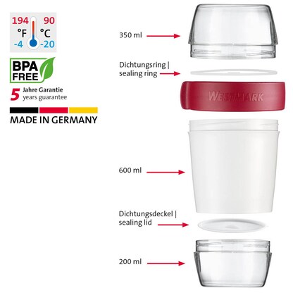 Artikelbild 2 für WESTMARK Speisebehälter weiß/rot 1150,0 ml, 1 St., Artikelnummer 996823