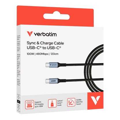 Artikelbild 2 für verbatim Sync & Charge Ladekabel schwarz, Kabellänge: 1,2 m, 100 W, Artikelnummer 737868