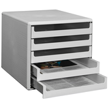 Artikelbild 1 für M&M Schubladenbox lichtgrau 30050909, DIN A4 mit 5 Schubladen, 1 St., Artikelnummer 430918