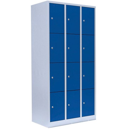 Artikelbild für LÜLLMANN Schließfachschrank lichtgrau, enzianblau 520431, 12 Schließfächer 88,5 x 50,0 x 180,0 cm, Artikelnummer 831110