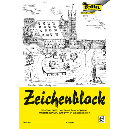 Artikelbild für folia Zeichenblock mit Leinenecken DIN A4 120 g/qm, 10 Blatt, 10 Blatt, Artikelnummer 497911