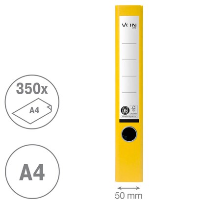 Artikelbild 3 für VON LEITZ Ordner gelb mamoriert Karton 5,0 cm DIN A4, 1 St., Artikelnummer 635629
