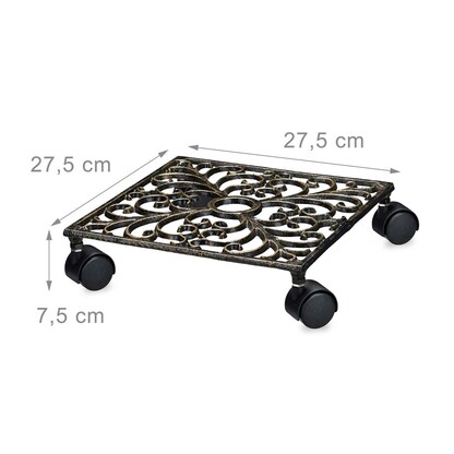 Artikelbild 4 für relaxdays Pflanzenroller Metall bronze quadratisch 27,5 x 7,5 cm, 1 St., Artikelnummer 451514