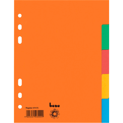 Artikelbild für bene Ordnerregister DIN A5 Vollformat blanko farbig 5-teilig, 5 Satz, Artikelnummer 153534