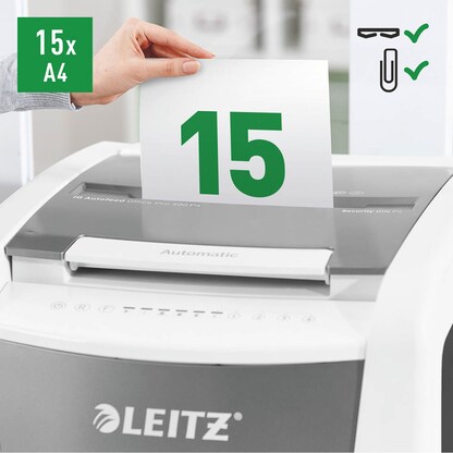 Artikelbild 12 für LEITZ IQ Autofeed Office Pro 600 Aktenvernichter mit Partikelschnitt P-4, 4 x 36 mm, bis 600 Blatt, weiß, Artikelnummer 429801