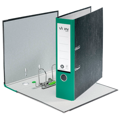 Artikelbild 2 für VON LEITZ Ordner grün mamoriert Karton 8,0 cm DIN A4, 1 St., Artikelnummer 635549