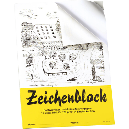 Artikelbild 2 für folia Zeichenblock mit Leinenecken DIN A4 120 g/qm, 10 Blatt, 10 Blatt, Artikelnummer 497911