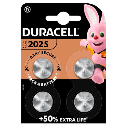 Artikelbild für DURACELL Knopfzellen CR 2025 Lithium 3,0 V, 4 St., Artikelnummer 696751