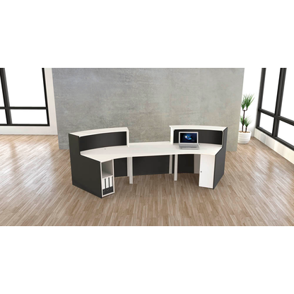 Artikelbild 5 für Kerkmann Empfangstheke BARI gebogen, anthrazit, weiß 357,5 x 122,5 x 112,0 cm, Artikelnummer 690457