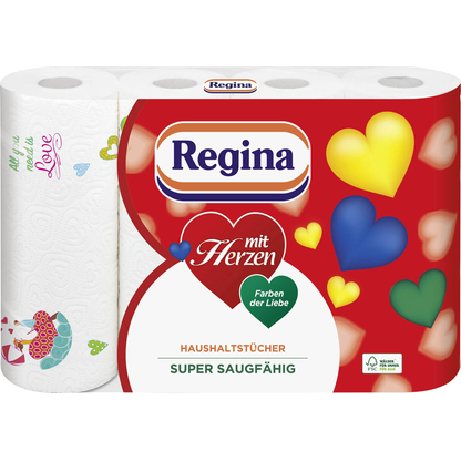 Artikelbild für Regina Küchenrollen mit Herzen 3-lagig, 4 Rollen, Artikelnummer 153781
