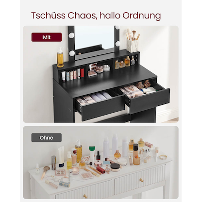 Artikelbild 8 für VASAGLE Schminktisch rechteckig Melamin, Spanplatte schwarz 80,0 x 40,0 x 145,0 cm, 1 St., Artikelnummer 438687