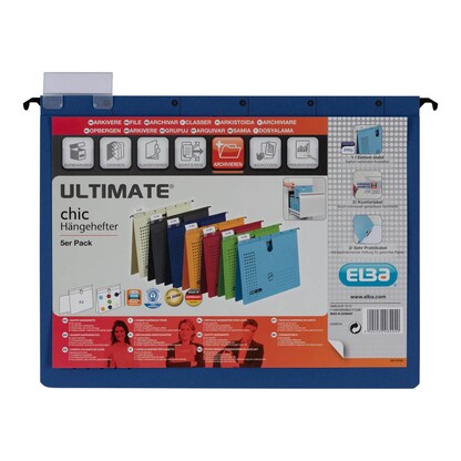 Artikelbild 4 für ELBA Hängehefter chic ULTIMATE Karton dunkelblau DIN A4 1x kaufmännische Heftung, 5 St., Artikelnummer 601633