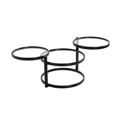 Artikelbild 2 für HAKU Möbel Couchtisch rund Sicherheitsglas schwarz 58,0 - 140,0 x 50,0 x 43,0 cm, 1 St., Artikelnummer 200339