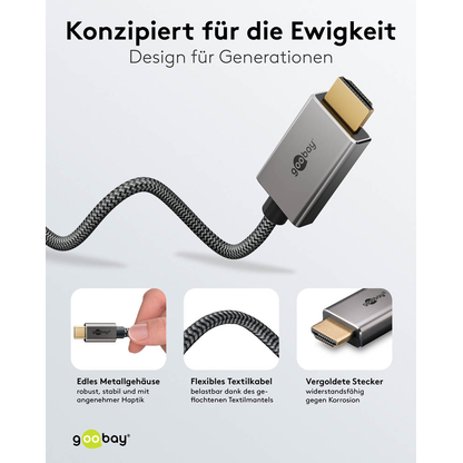 Artikelbild 4 für goobay USB 3.1 C-Stecker/HDMI-Stecker Kabel 1,0 m silber, schwarz, 1 St., Artikelnummer 557896
